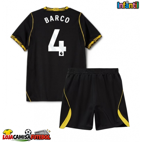 Camisa de Futebol Chelsea Valentin Barco #4 Equipamento Secundário Infantil 2026-27 Manga Curta (+ Calças curtas)